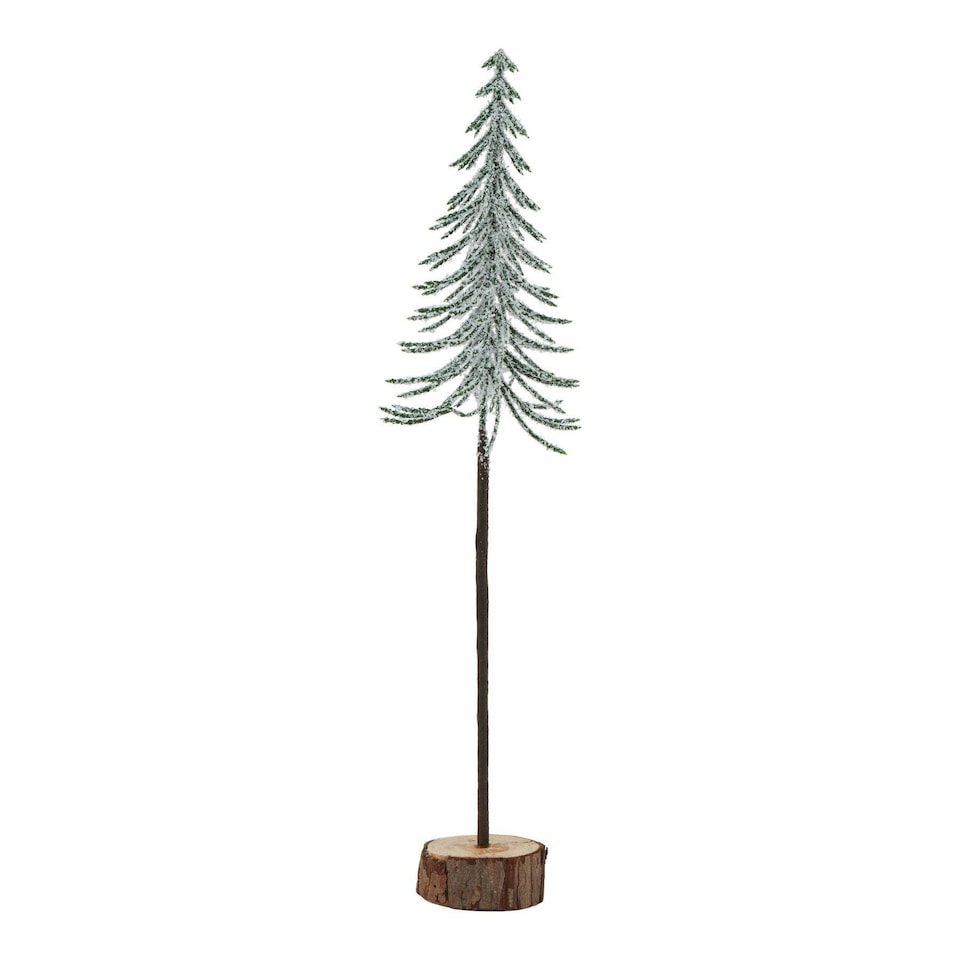 image 1 of Hill Interiors Snowy Spindle Christmas Tree - Brown/White/Green - 35cm
