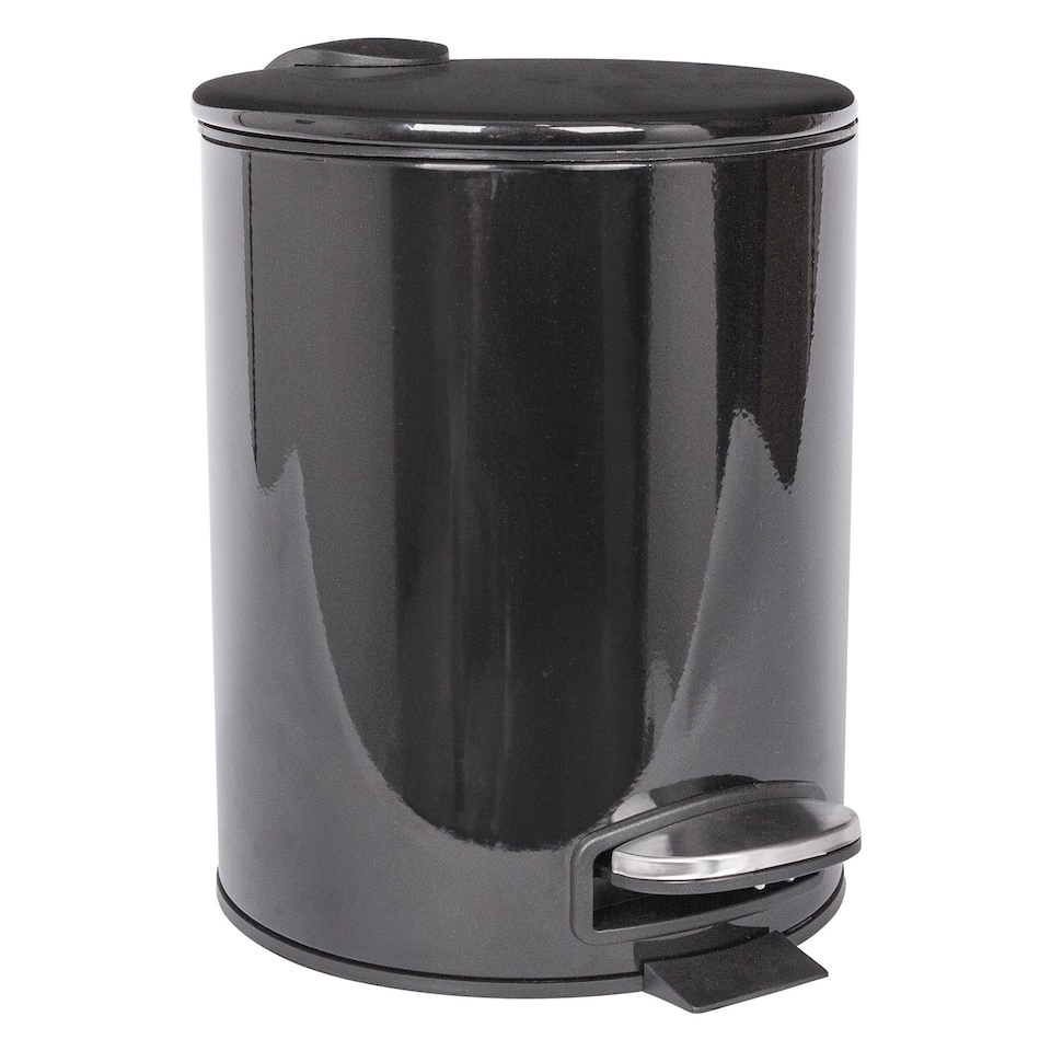 image 1 of Harbour Housewares Round Stainless Steel Pedal Bin - 5L - Black