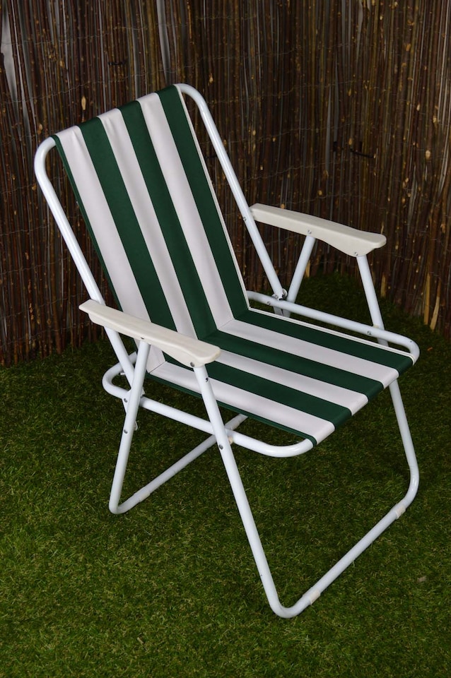 image 1 of 2 Pack of Folding Camping / Picnic Chair in Green and White Garden Patio | Green | Green