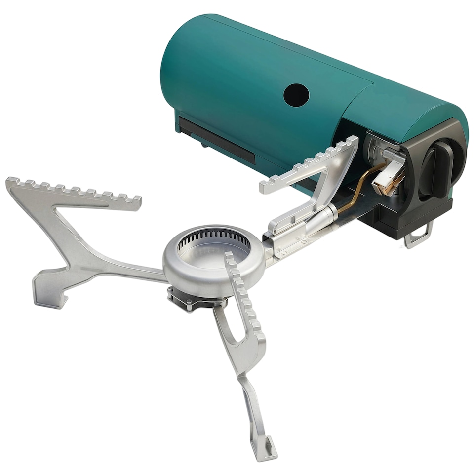 image 1 of Outsunny Camping Stove with Safety Shut-Off, Piezo Ignition Gas Stove Green | Green | Mars green | 34.5 x 28.5 x 9.6 cm