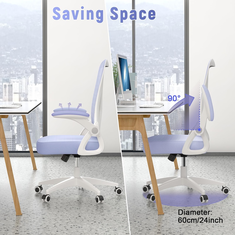 image 1 of Rattantree Ergonomic Office Chair with Flip Up Armrests & Lumbar Support