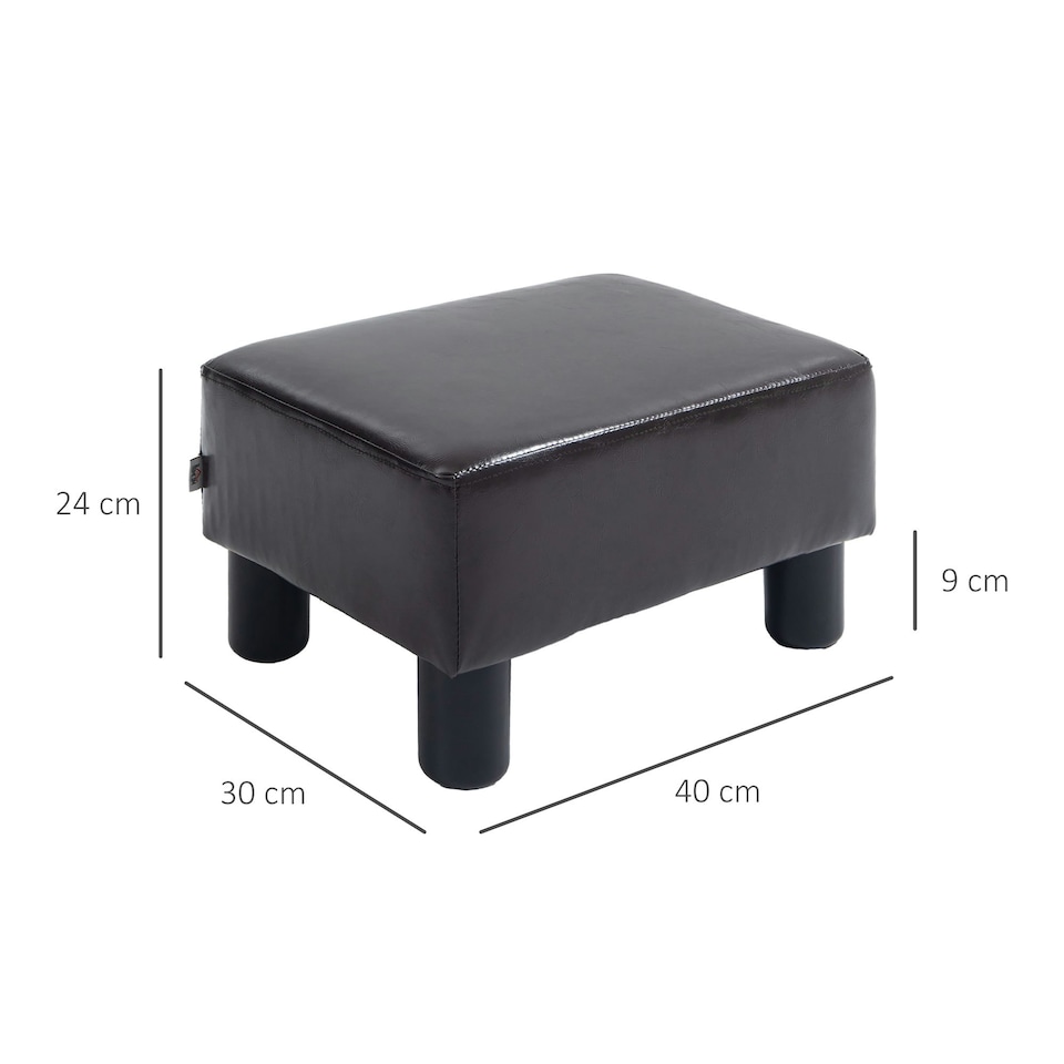 image 1 of HOMCOM Chic Faux Leather Footstool Ottoman Cube with 4 Plastic Legs Brown