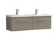 image 1 of Level 1200mm Wall Hung 2 Drawer Vanity Unit & Double Basin, Solace Oak