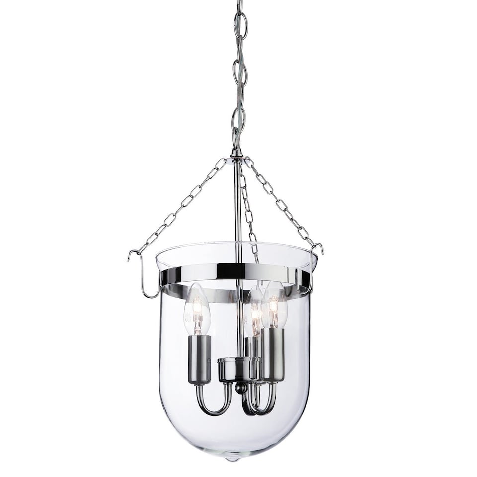 Regal 3 Light Lantern Chrome, Clear Glass, E14