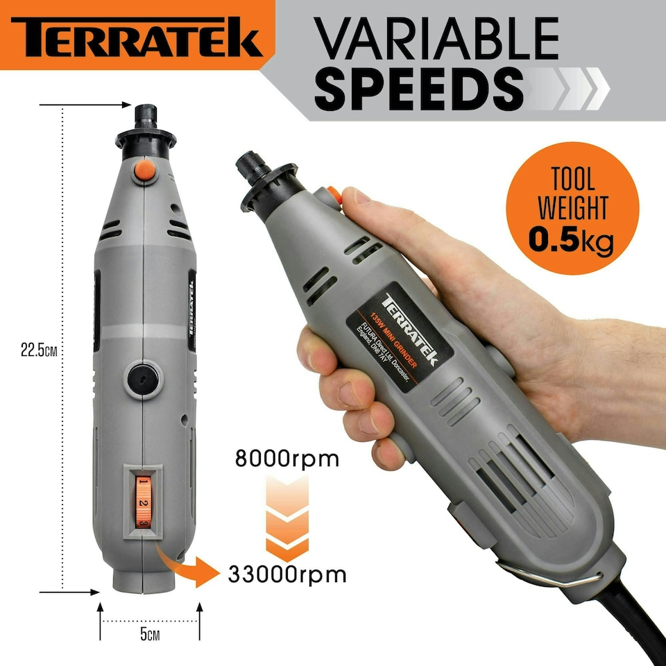 image 1 of Terratek Rotary Multi Tool 120pcs (Dremel Compatible with Carry Case)