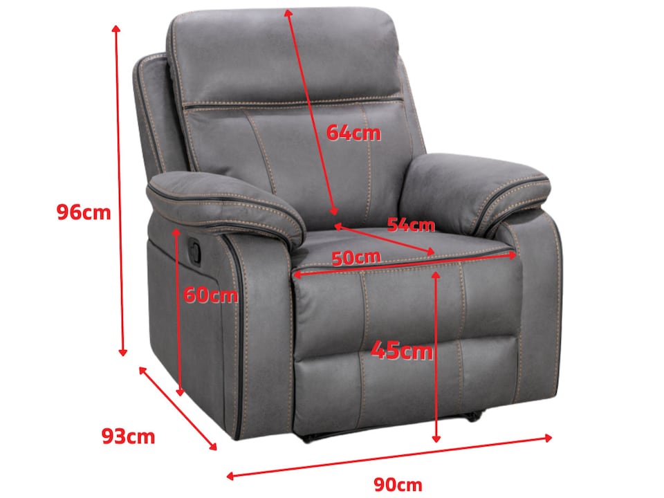 image 1 of Faux Leather Grey Manual Recliner Chair VEGAS