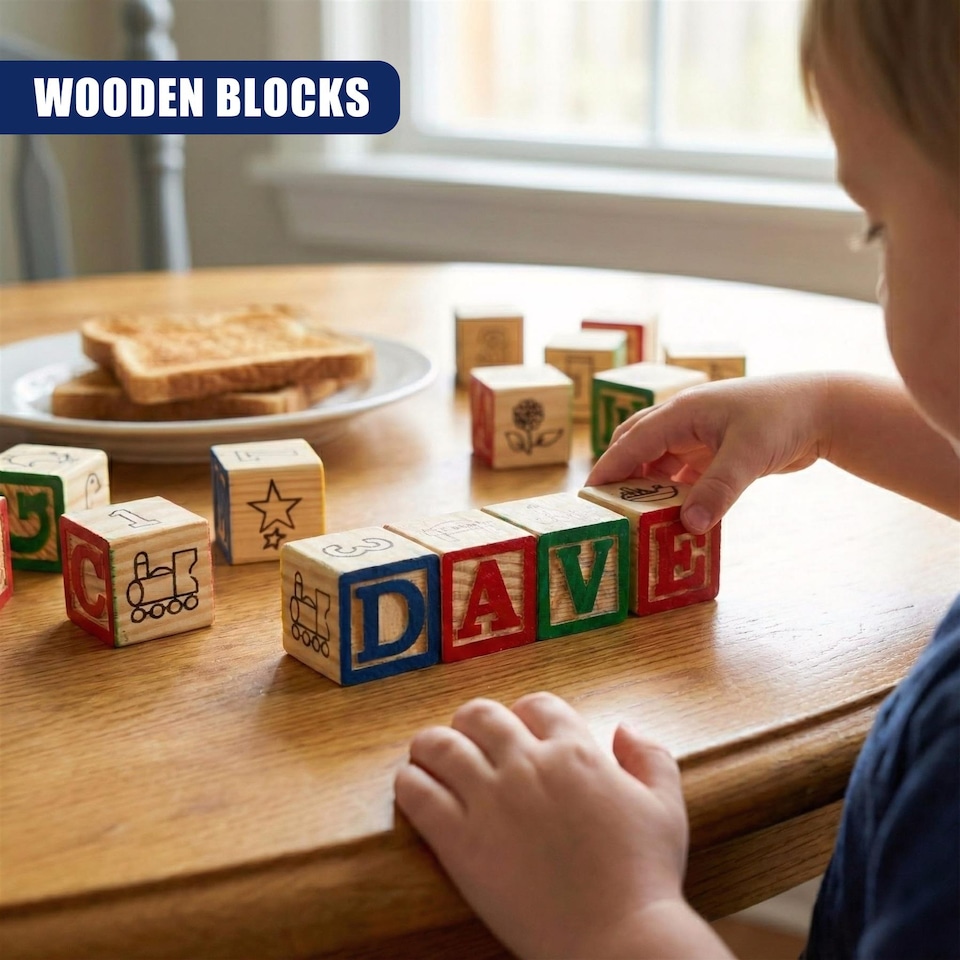 image 1 of The Magic Toy Shop ABC Alphabet Number Block Set Wooden Educational Building Blocks 30 Pcs