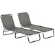 image 1 of Outsunny 2 Piece Reclining Chaise Lounge with 5-Level Adjustable Backrest Grey