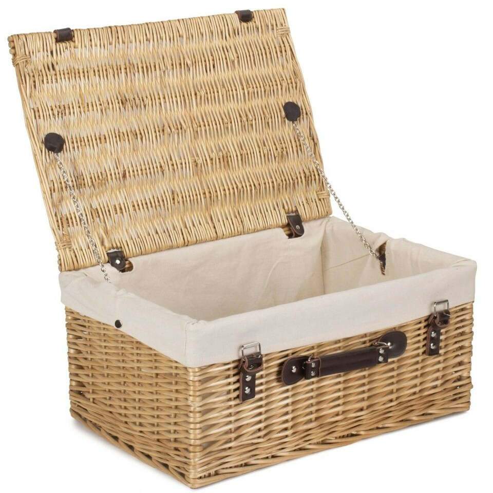 image 1 of 51cm Buff Wicker Picnic Basket with Lining Red | Red | One Size