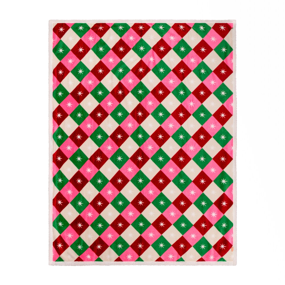 image 1 of Furn Star Sherpa Printed Geometric Throw