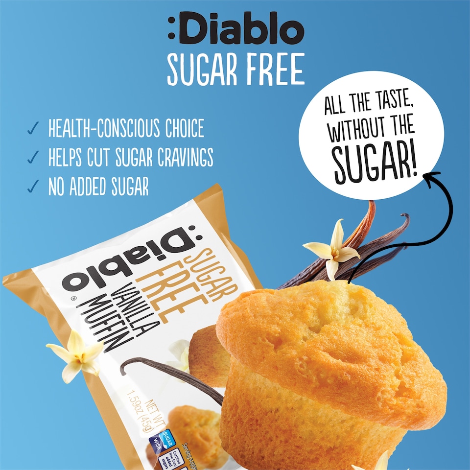 image 1 of Diablo Sugar Free Vanilla Muffins 6 x 45g
