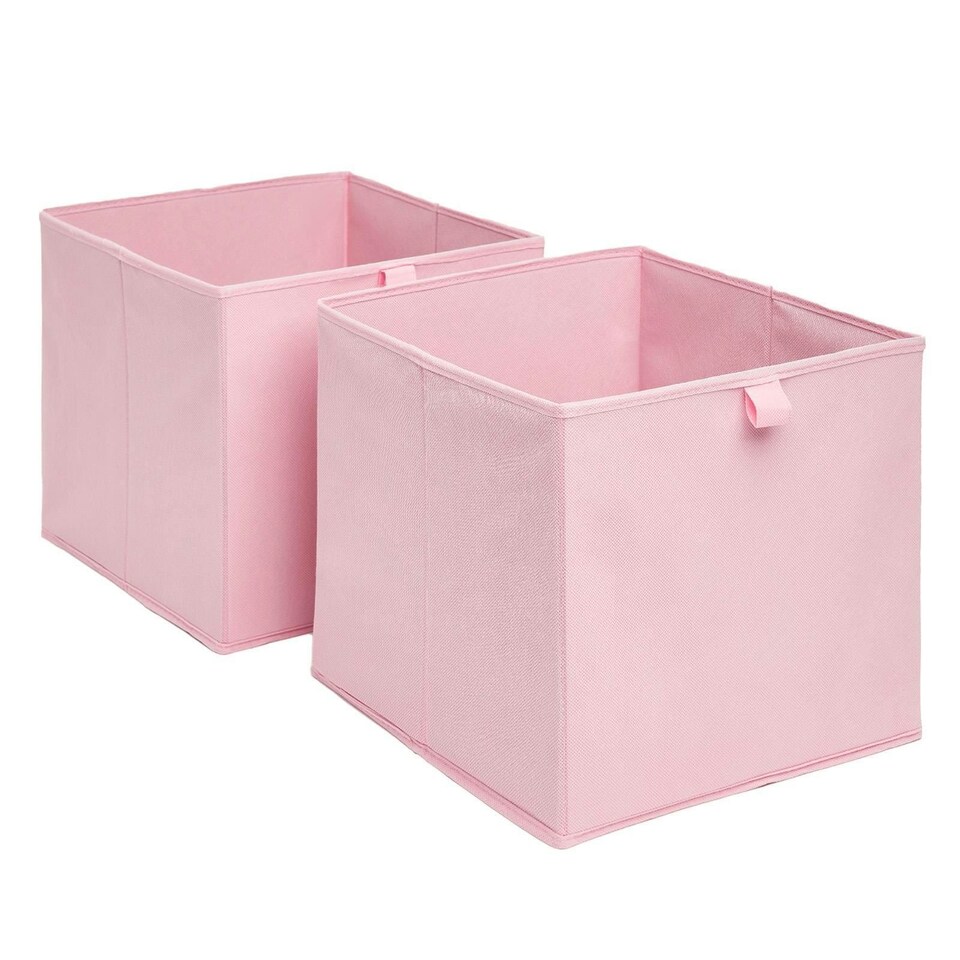 image 1 of OHS 2 x Plain Folding Storage Cube Boxes, 27x27cm - Blush Pink
