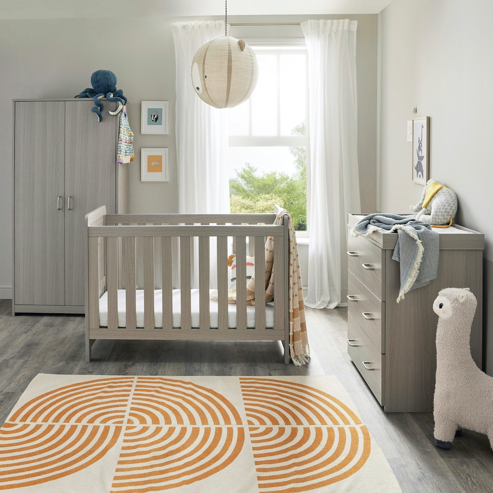 image 1 of Babymore Caro Mini 3 Piece Room Set - Grey Wash