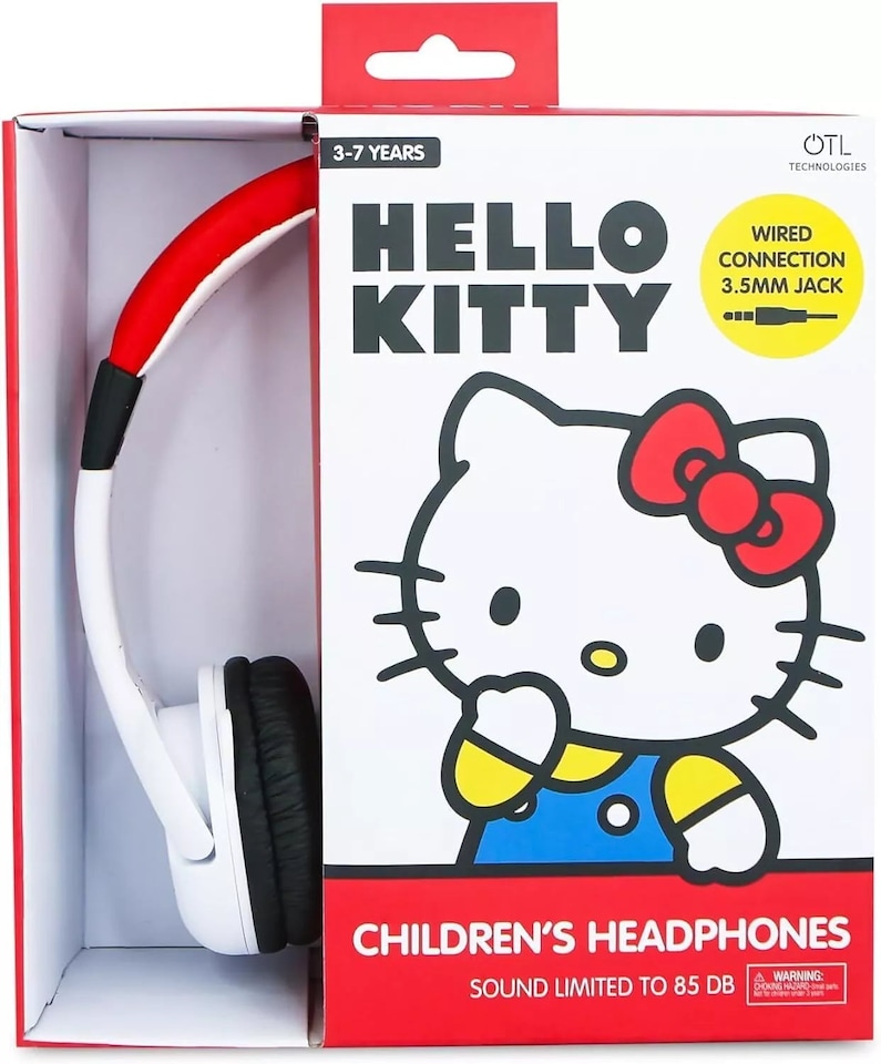 image 1 of Hello Kitty Kid's Wired Headphones with Ears | White
