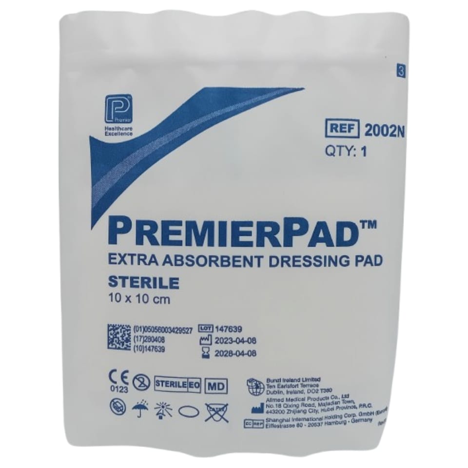 2002N Premier Sterile Dressing Pad 10cm x 10cm - Pack of 50