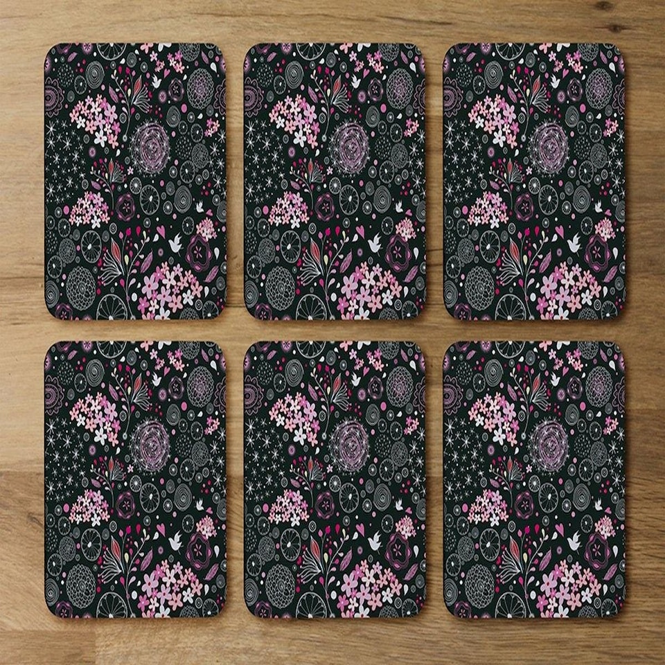 image 1 of Different Flowers, Shapes & Birds (Coaster)