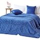 image 1 of Homescapes Navy Blue Paragon Diamond Geometric Velvet Bedspread - 250 x 260 cm | Blue | 1