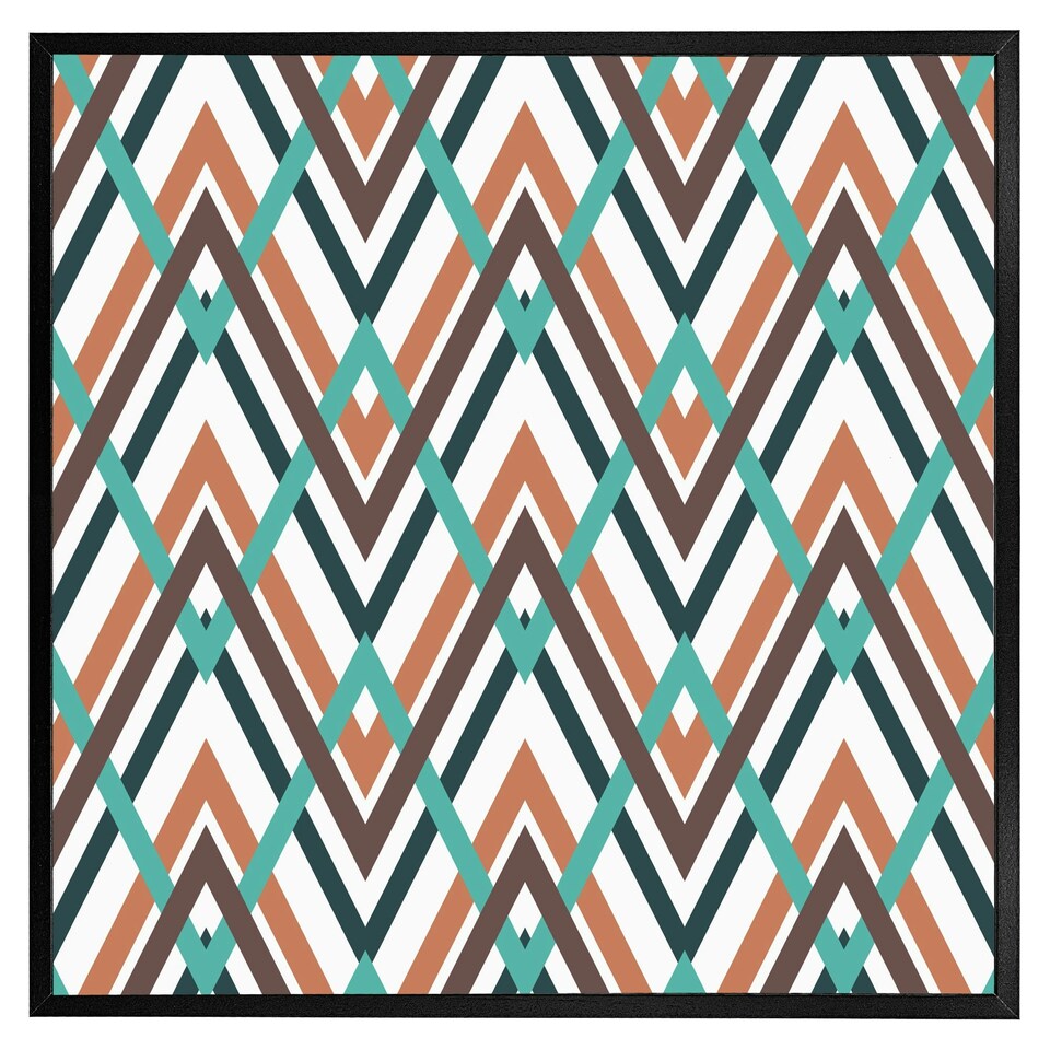 image 1 of Coloured geometric zig zag (Picture Frame) White | S