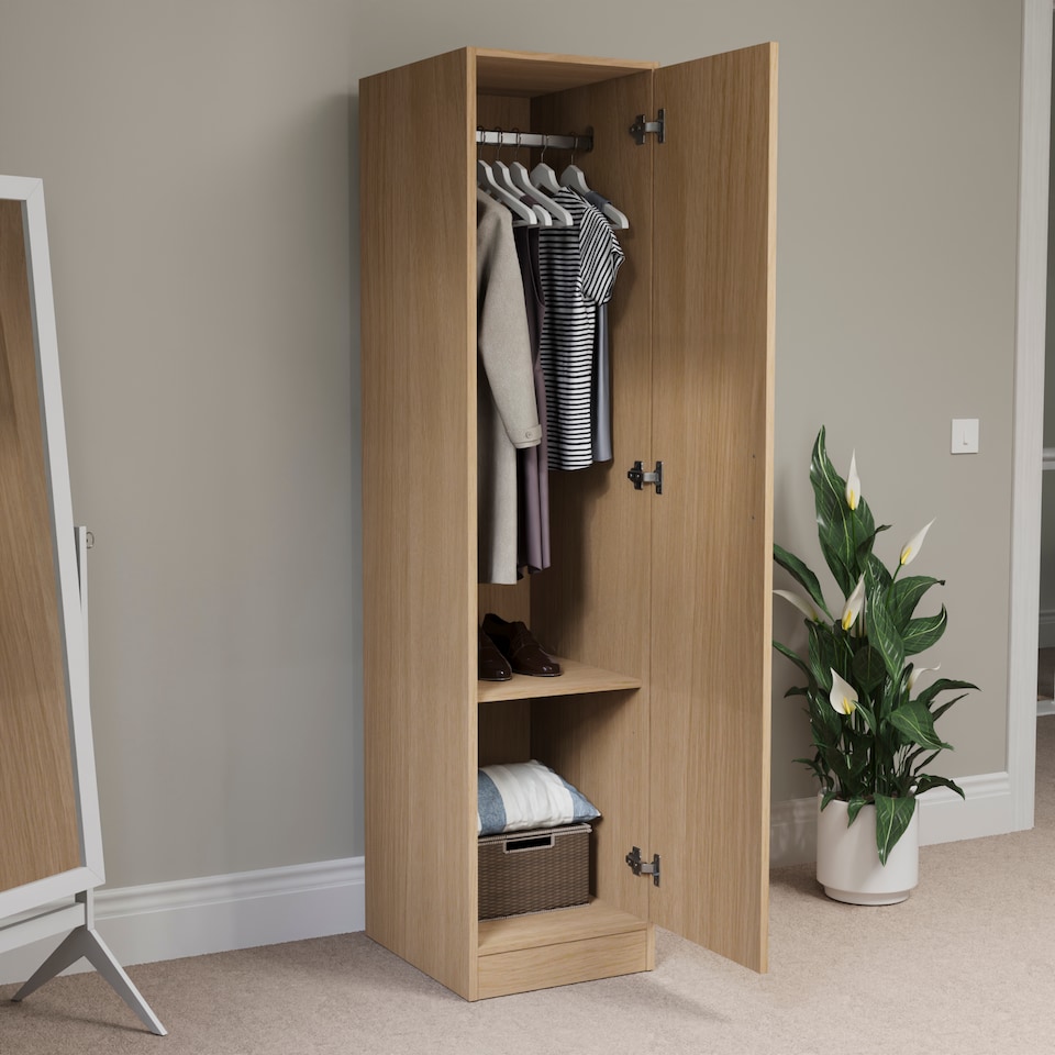 image 1 of Vida Designs Riano 1 Door Wardrobe With Shelf & Clothes Rail, Pine