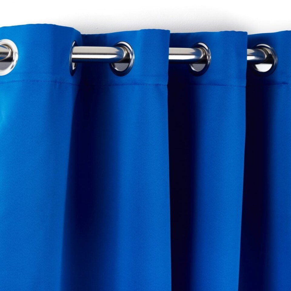 image 1 of Woven Thermal Blackout Eyelet Curtains Blue 228cm x 228cm