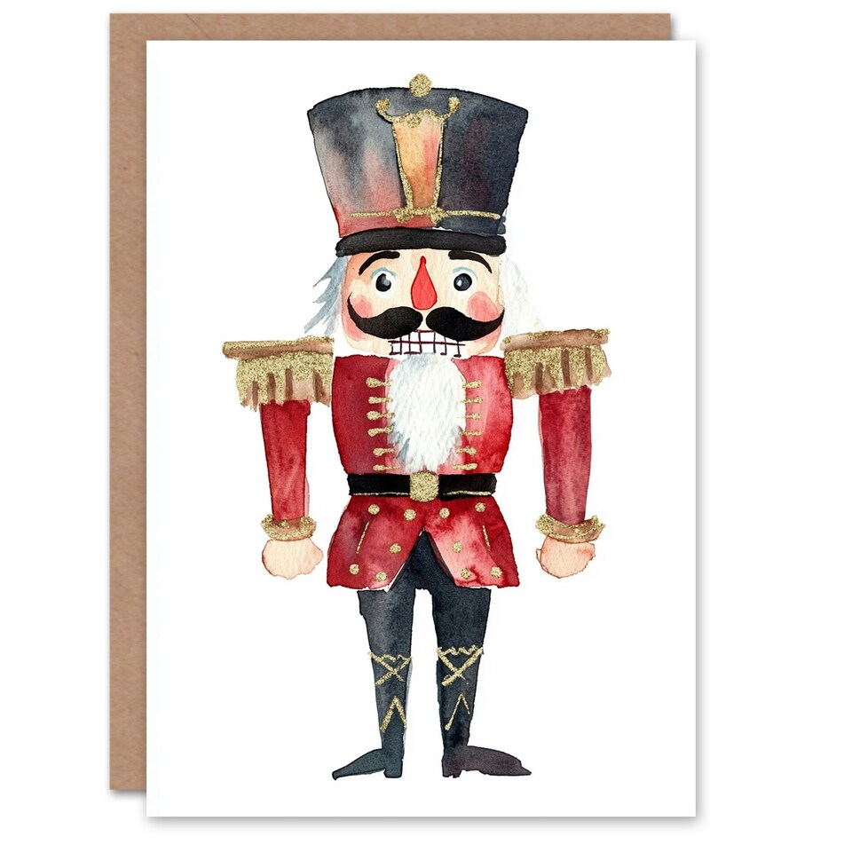 image 1 of Nutcracker Soldier Doll Toy Illustration Blank For Him Or Her Art Xmas Festive Christmas Card