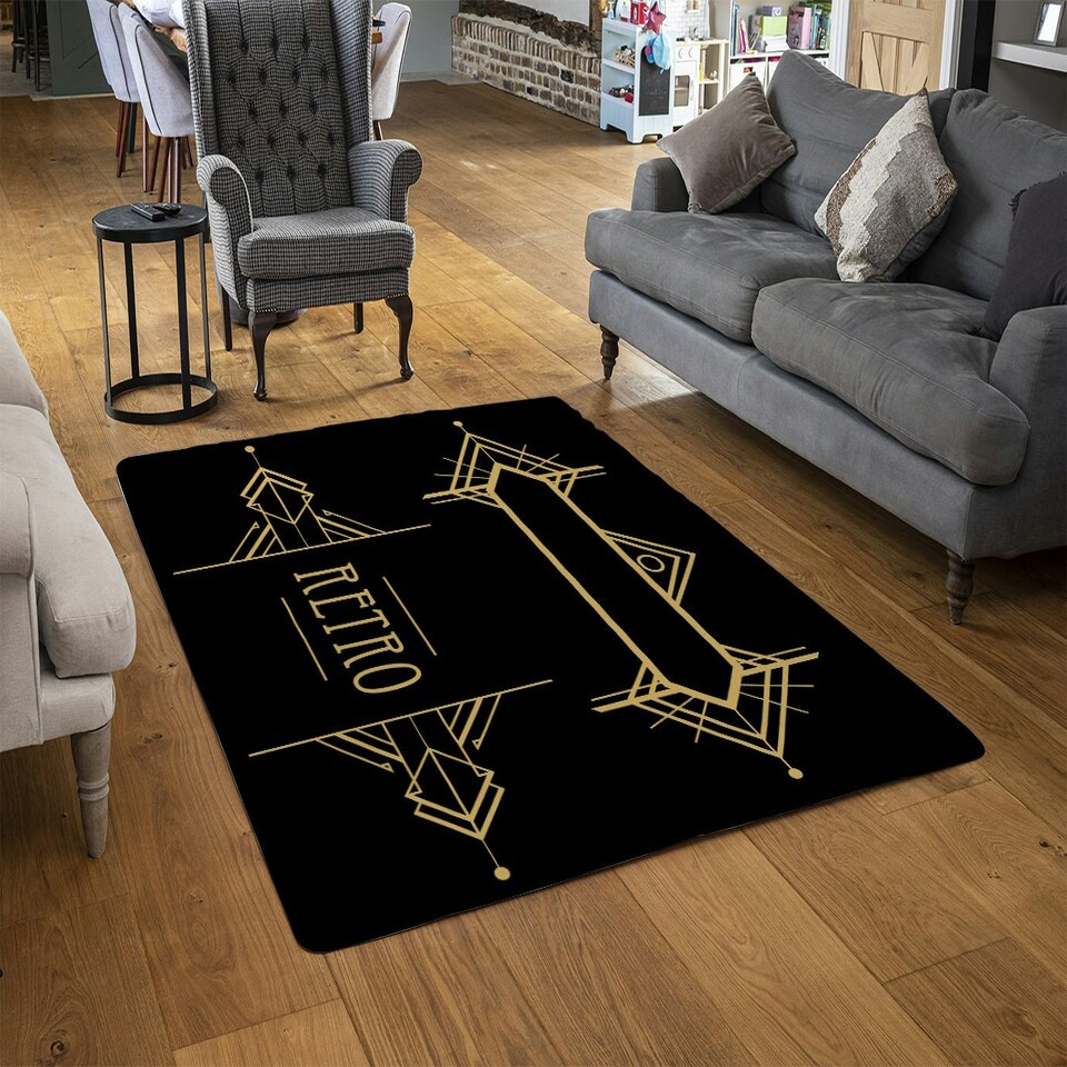 image 1 of Art Deco Retro (Rug) Black | Large: 140x200cm