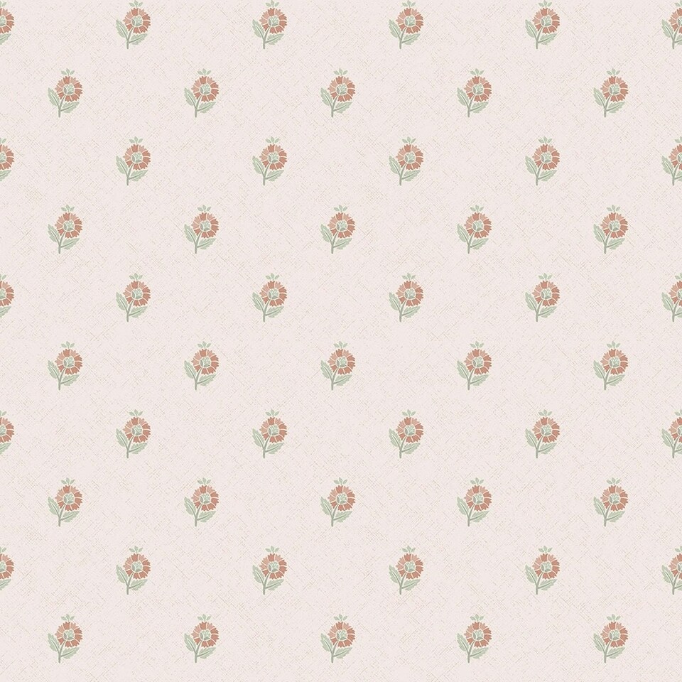 Sample of Ditsy Posy Wallpaper in Vintage Pink and Sage Multi