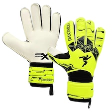 Precision Unisex Adult Fusion X Flat Cut Essential Goalkeeper Gloves - White/Neon Green/Black - 9