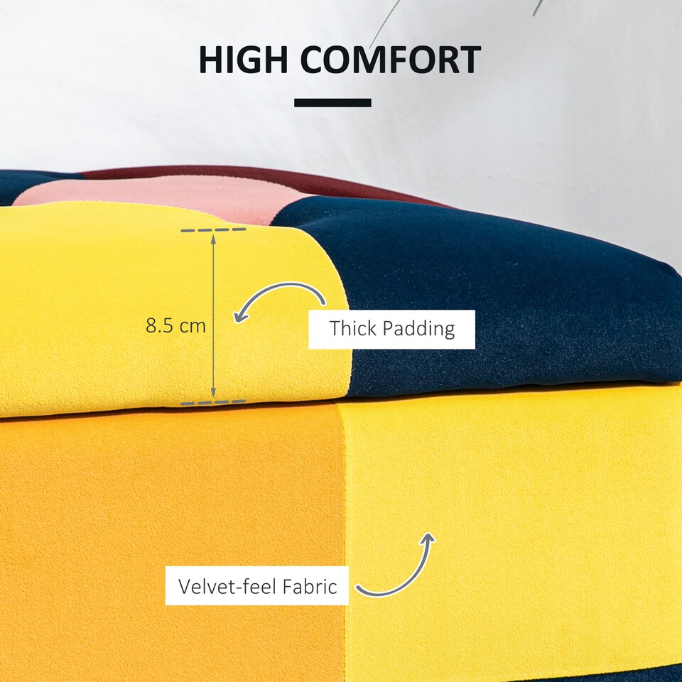 image 1 of HOMCOM 114 x 47 x 47cm Velvet Storage Ottoman, Button-tufted Chest