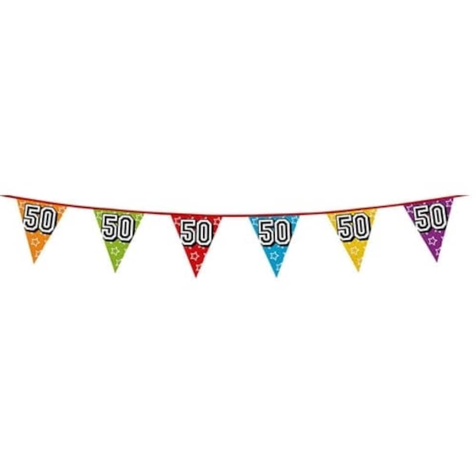 Age 50 Holographic Foil Pennant Bunting 8m