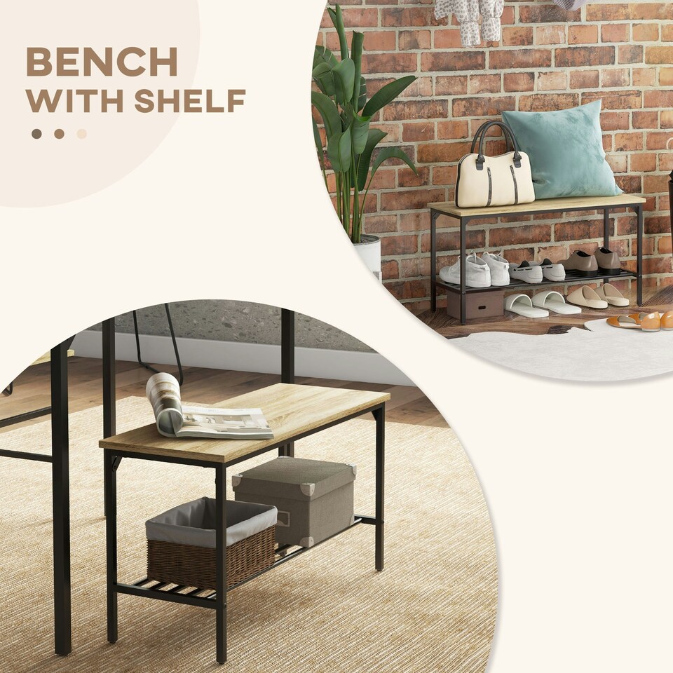 image 1 of HOMCOM Dining Table and Chairs Set of 4 with 2 Chairs Bench for Kitchen Natural
