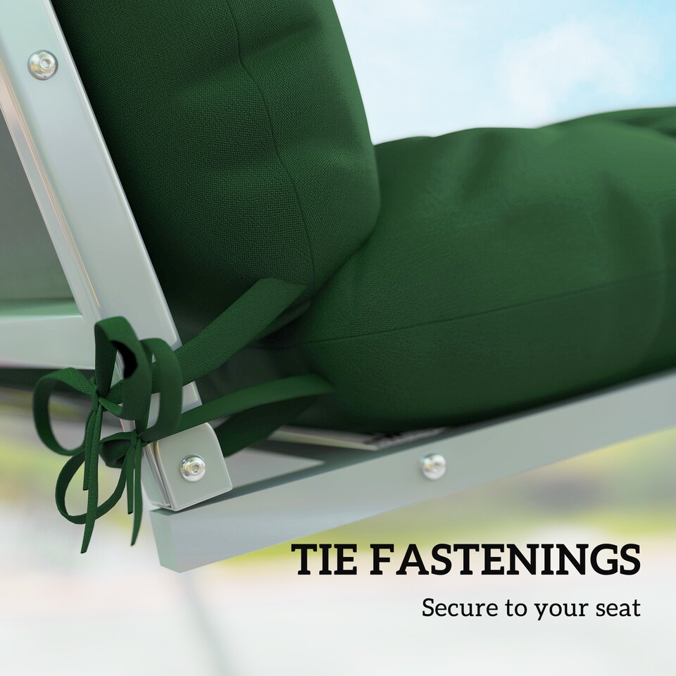image 1 of Outsunny Outdoor Seat Cushions Back Cushion with 2 Pillows, Seat Pads | Green | Green | Seat cushion: 150x50x10cm, Back cushion: 150x50x10cm, Pillow: 40x30x15cm
