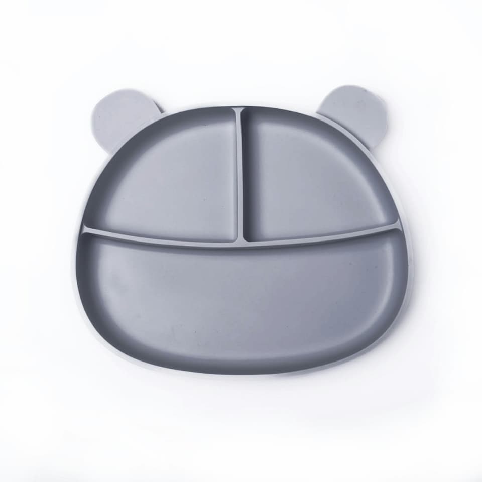 image 1 of Callowesse Silicone Divided Baby Suction Plate | BPA-Free | Dishwasher Safe | Microwave Safe Pink