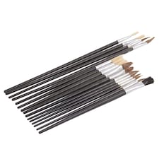 Blackspur 15pc Wooden Artist's Paint Brush Set - Black