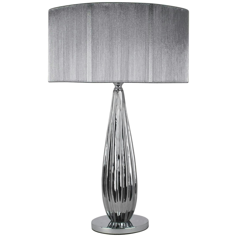 image 1 of Slinky 55cm Silver Glass Table Lamp