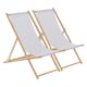 image 1 of Harbour Housewares Folding Wooden Deck Chairs - Light Grey - Pack of 2 | Grey | Light Grey