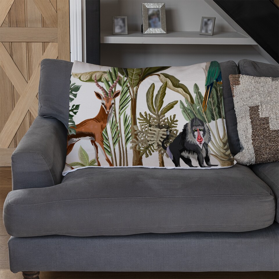 image 1 of Tropical Animals Blanket | Multi