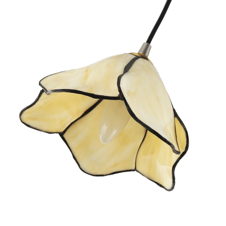image 1 of Elegant Designer Pendant Lighting Shade with Amber Cream Glass Floral Petals | Cream