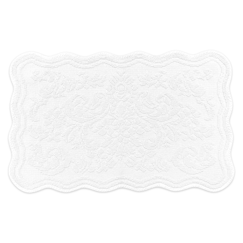 image 1 of Gracie Floral Jacquard Scalloped Bath Mat