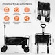 image 3 of Alivio Black Heavy Duty Folding Wagon Cart With Adjustable Handle