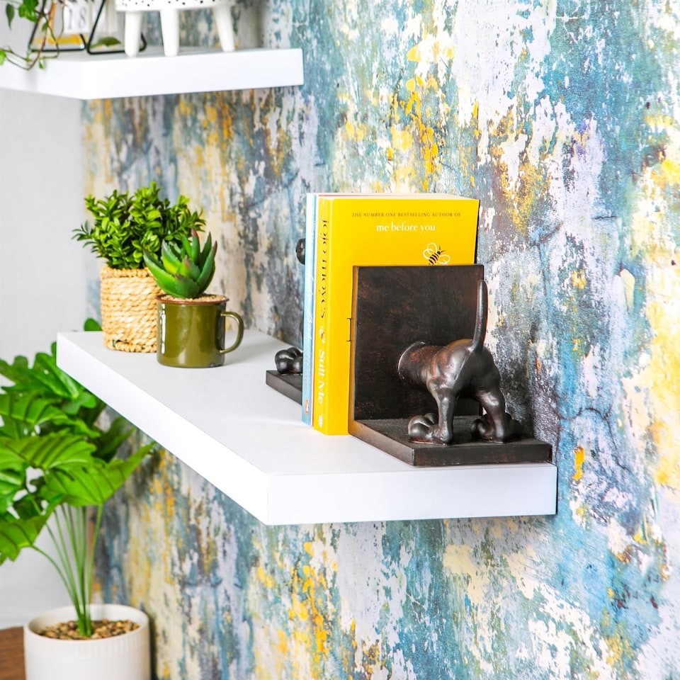 image 1 of Harbour Housewares Modern Floating Wall Shelves - 80cm - White