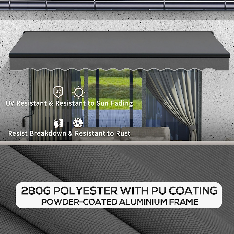 image 1 of Outsunny 3.5 x 2.5m Electric Retractable Awning, Aluminium Frame, Dark Grey