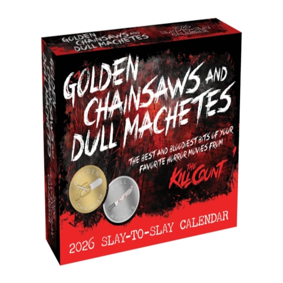 image 1 of Golden Chainsaws and Dull Machetes 2026 Calendar : Horror Movies by The Kill Count
