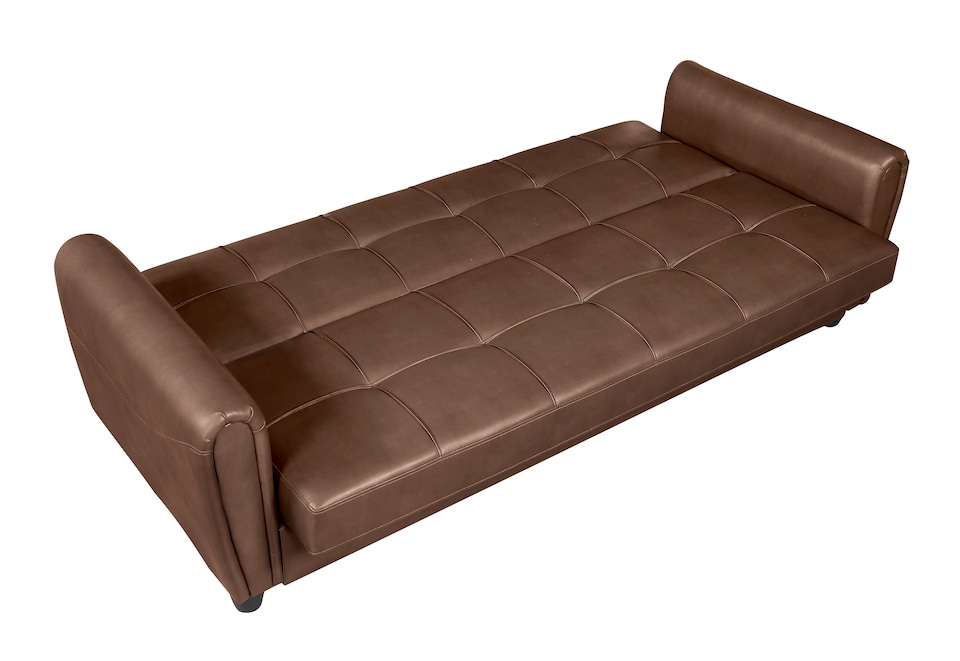 image 1 of Harper 3 Seater PU Leather Click Clack Sofa Bed with Hidden Storage - Brown | Brown | 1
