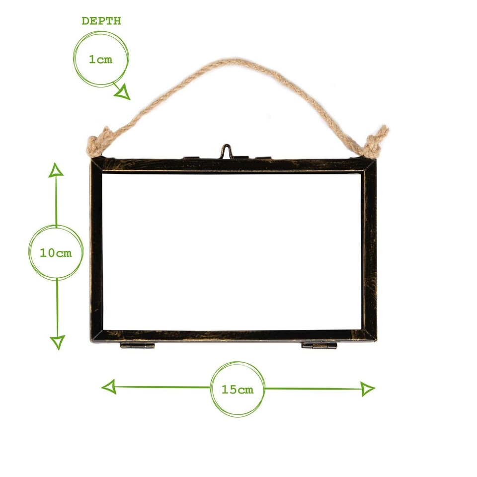image 1 of Nicola Spring Hanging Metal Photo Frames - 6" x 4" - Black - Pack of 2 - Hanging Picture Frame Display Frame Poster Frame Picture Display | Black | S