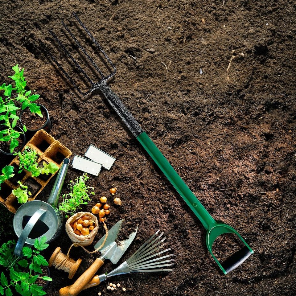 image 1 of 2pc Digging Shovel & Fork Steel Gardening Soil Spade Garden Farm Set