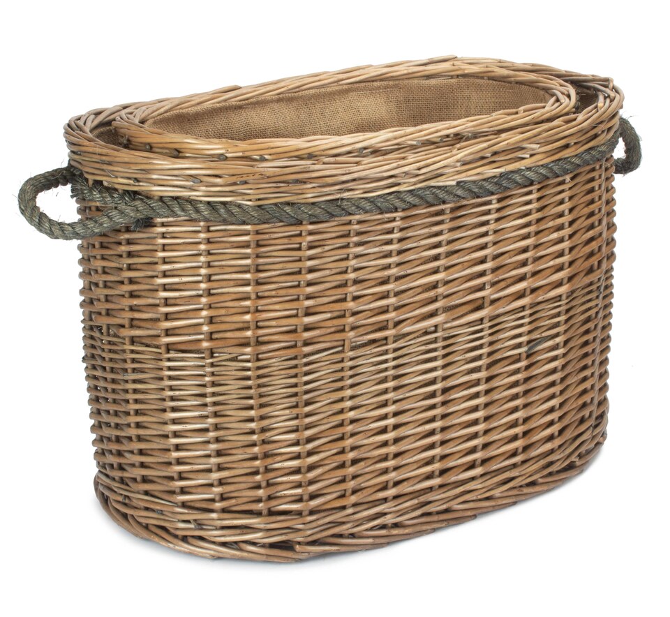 image 1 of Set 2 Oval Rope Handled Log Baskets
