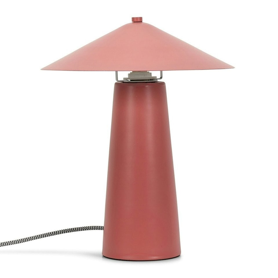 image 1 of ValueLights Axel Painted Coral Table Lamp with Pink Taper Shade | Pink