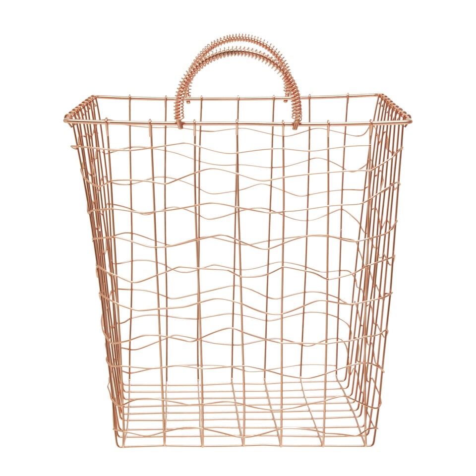 image 1 of Interiors By Premier Stylish Copper Plated Basket, Functional Wireframe Basket For Kitchen, High Quality Contemporary Basket Gold