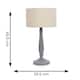 image 3 of ValueLights Victoria Grey Wood Traditional Stem Table Lamp with Natural Fabric Drum Shade and LED Bulb